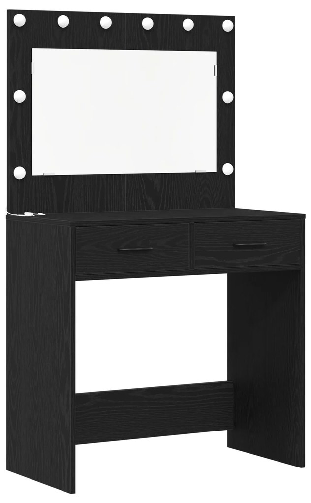 Set di toilette da 3 pezzi  con specchio led in rovere nero legno ingegnerizzato