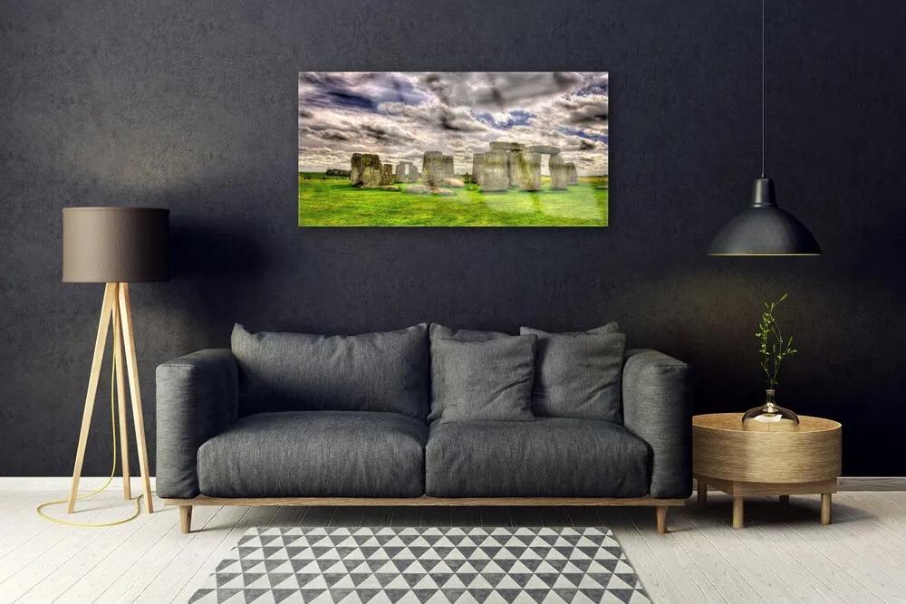 Quadro acrilico Paesaggio di Stonehenge 100x50 cm