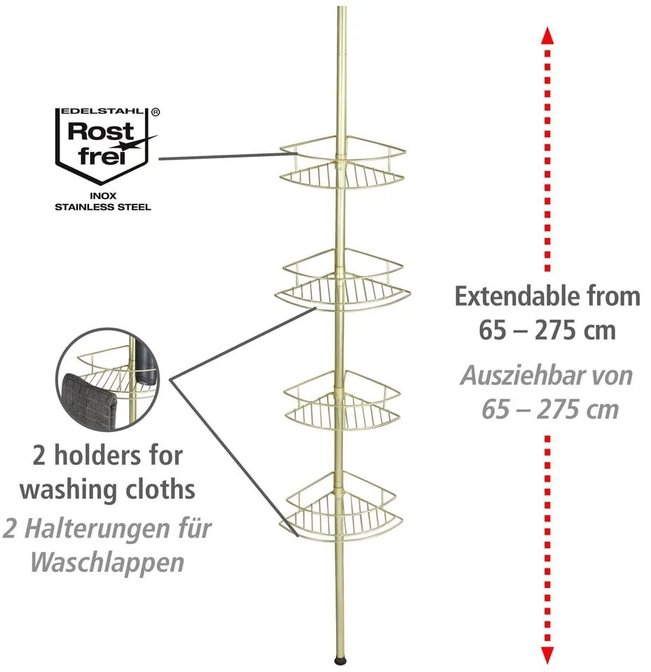Mensola telescopica angolare per bagno in acciaio inox in oro Dolcedo - Wenko