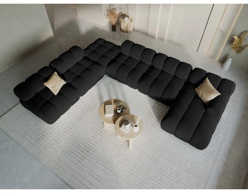 Divano in velluto nero 379 cm Bellis - Micadoni Home