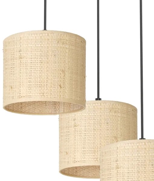 Lampadario a sospensione con filo RATTAN 3xE27/60W/230V rattan