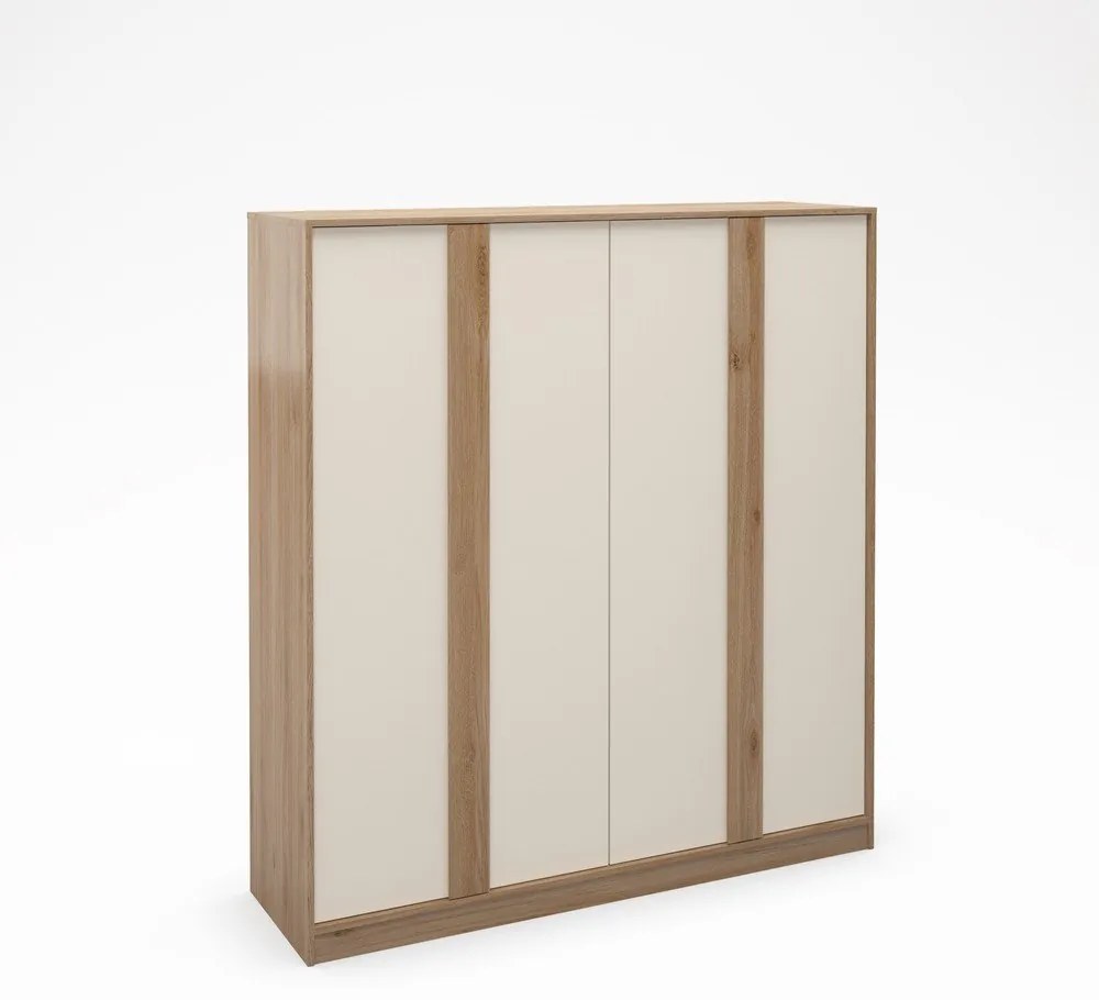 Armadio effetto rovere in colore crema-naturale 180x197,5x53 cm Dennis - Marckeric