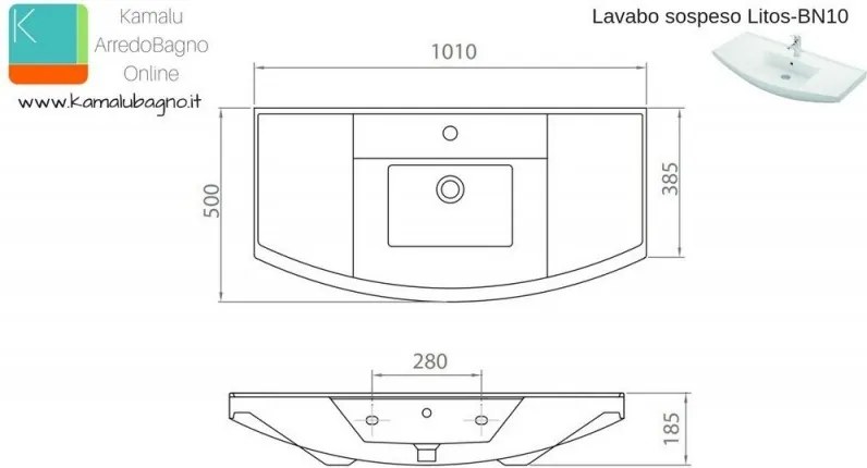 Mobile bagno a terra 100 cm con 2 ante BN-100C - KAMALU