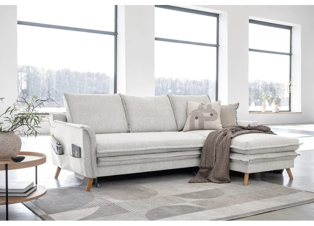 Divano letto angolare beige (angolo destro) Charming Charlie - Miuform