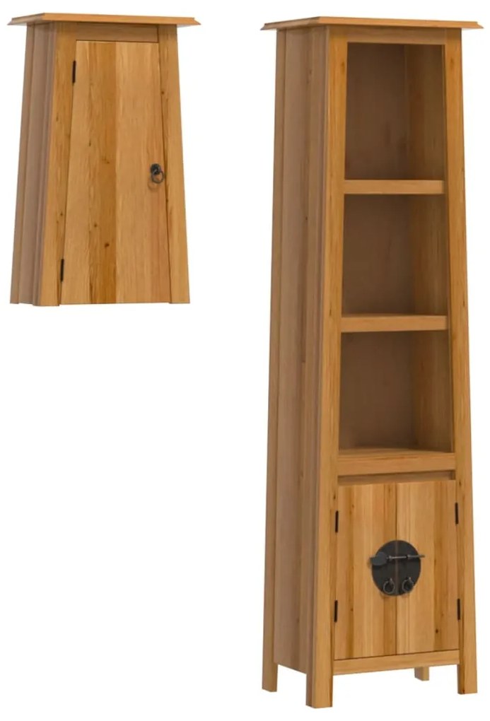 Set mobili da bagno 2 pz in legno massello di pino