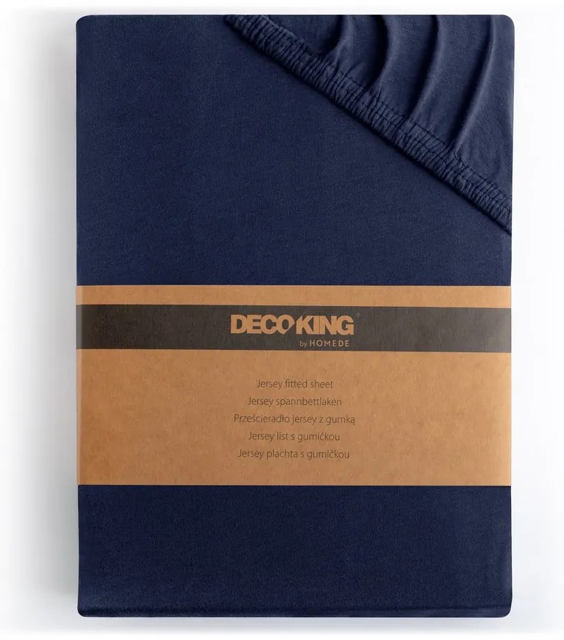 Lenzuolo con angoli blu scuro in jersey 160x200 cm Amber – Restilo