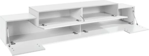 Mobile Porta TV 240 Cm Con 3 Ante A Ribalta Bianco Lucido Laccato Corona