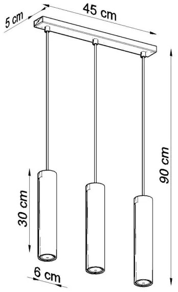 Sollux SL.0329 - Lampadario a sospensione con filo LAGOS 3 3xGU10/10W/230V nero