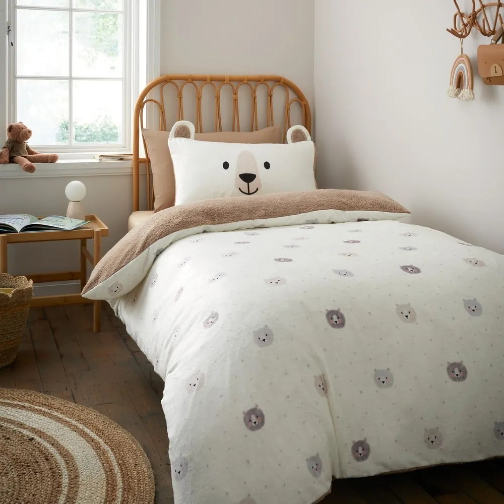 Set copripiumino e federa da bambini marrone e color crema in micropile per letto singolo 135x200 cm Cosy Bear – Catherine Lansfield