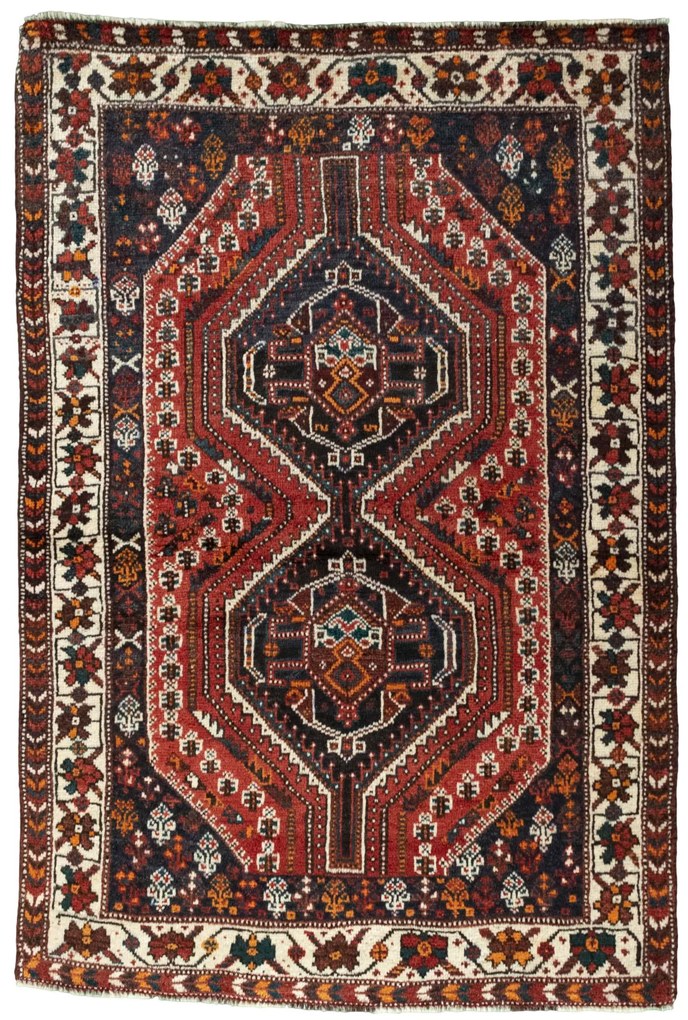 Shiraz Tappeto 160 x 110 Rosso (Iran) Annodato A Mano