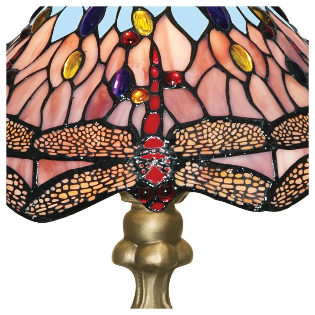 Lampada Da Scrivania-Ufficio Tiffany Libellula Acciaio Ottone 1 Luce E27