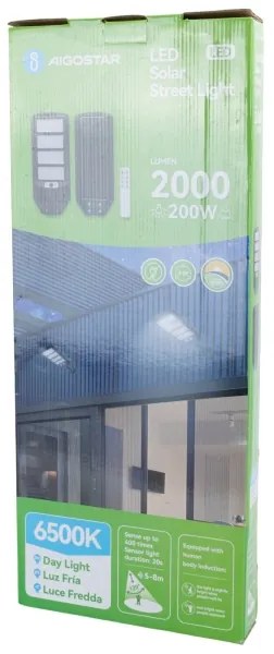 Aigostar - Lampada stradale solare LED con sensore LED/200W/3,2V 6500K + +TC