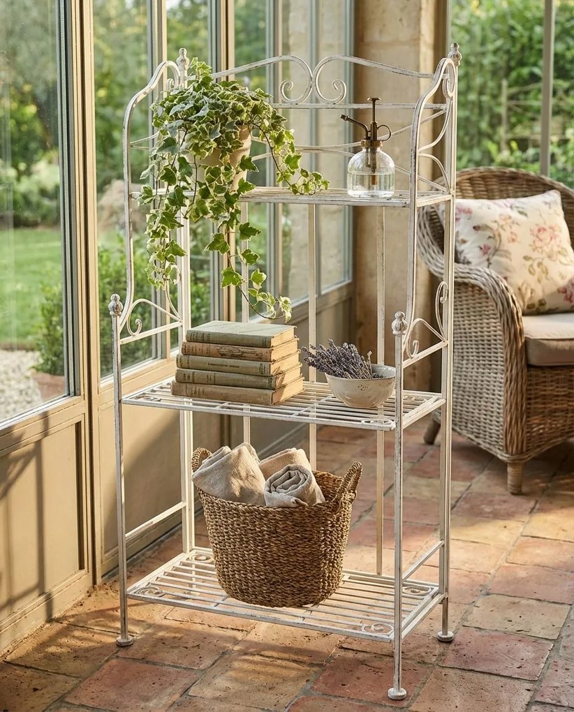 DORIANE - scaffale 3 piani stile provenzale in ferro verniciato