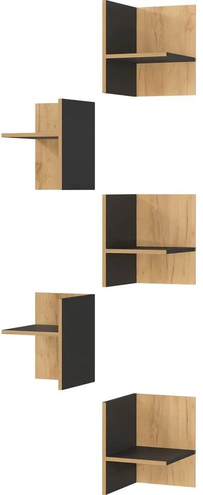 Ripiano aggiuntivo color antracite/di colore naturale con effetto rovere 5 pz Podium – Germania