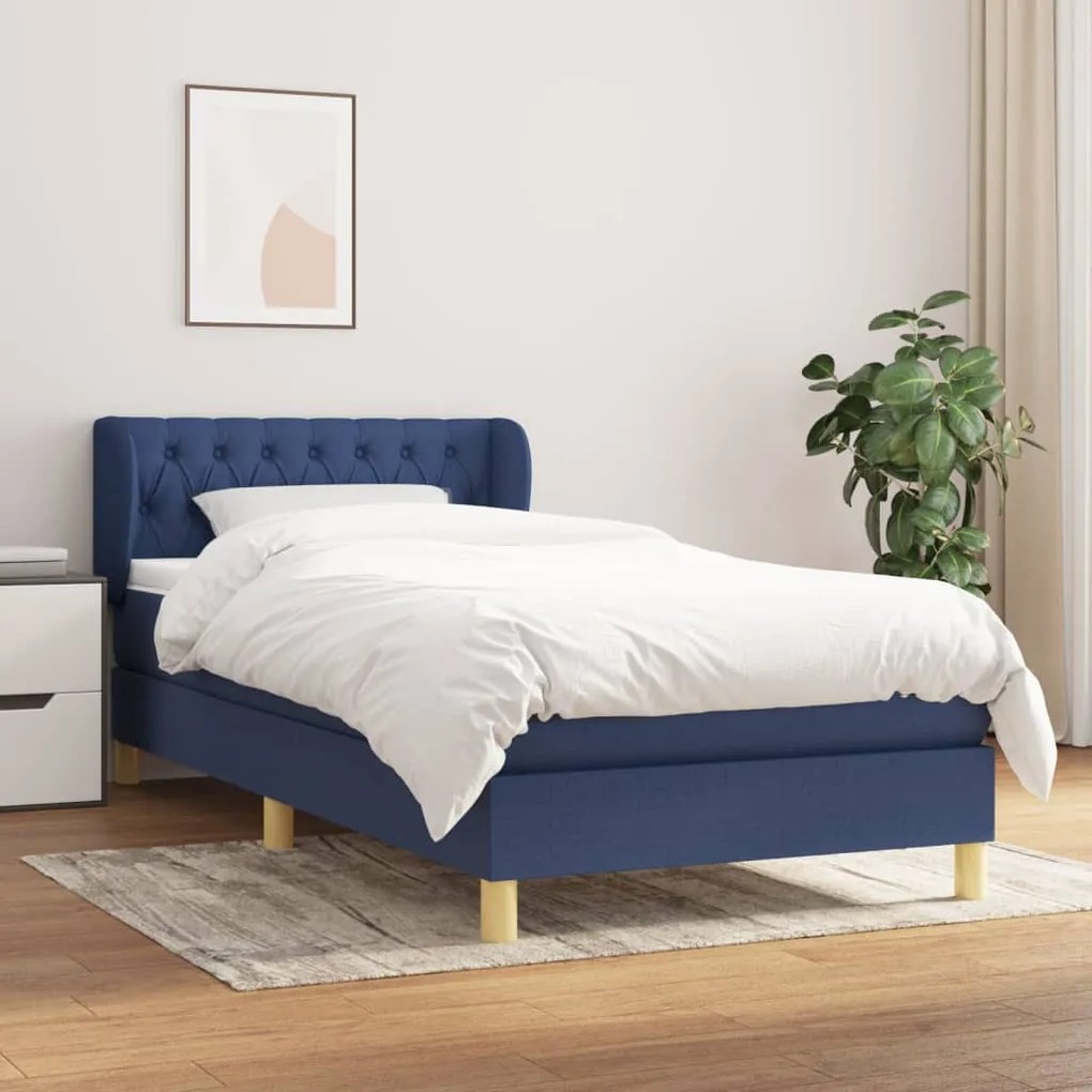 Giroletto a molle con materasso blu 100x200 cm in tessuto