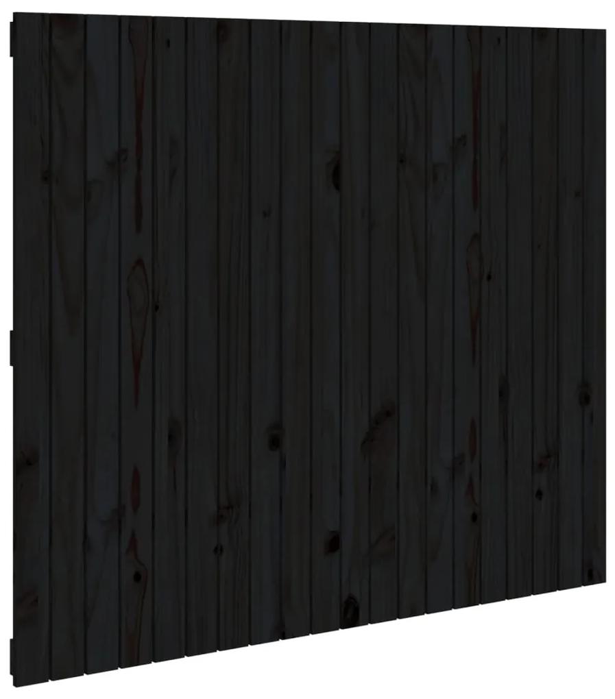 Testiera da parete nera 127,5x3x110cm in legno massello di pino