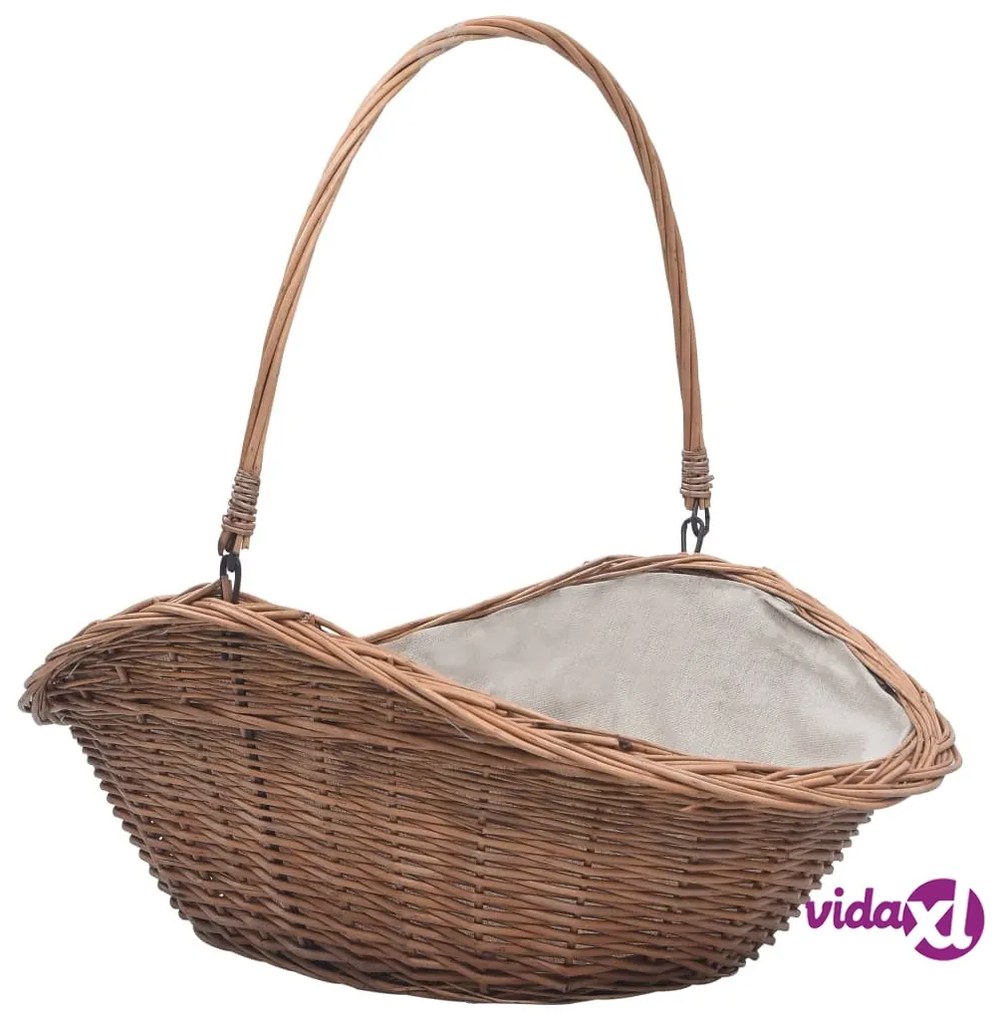 vidaXL Cesta Legna da Ardere con Manico 60x44x55 cm Naturale in Salice