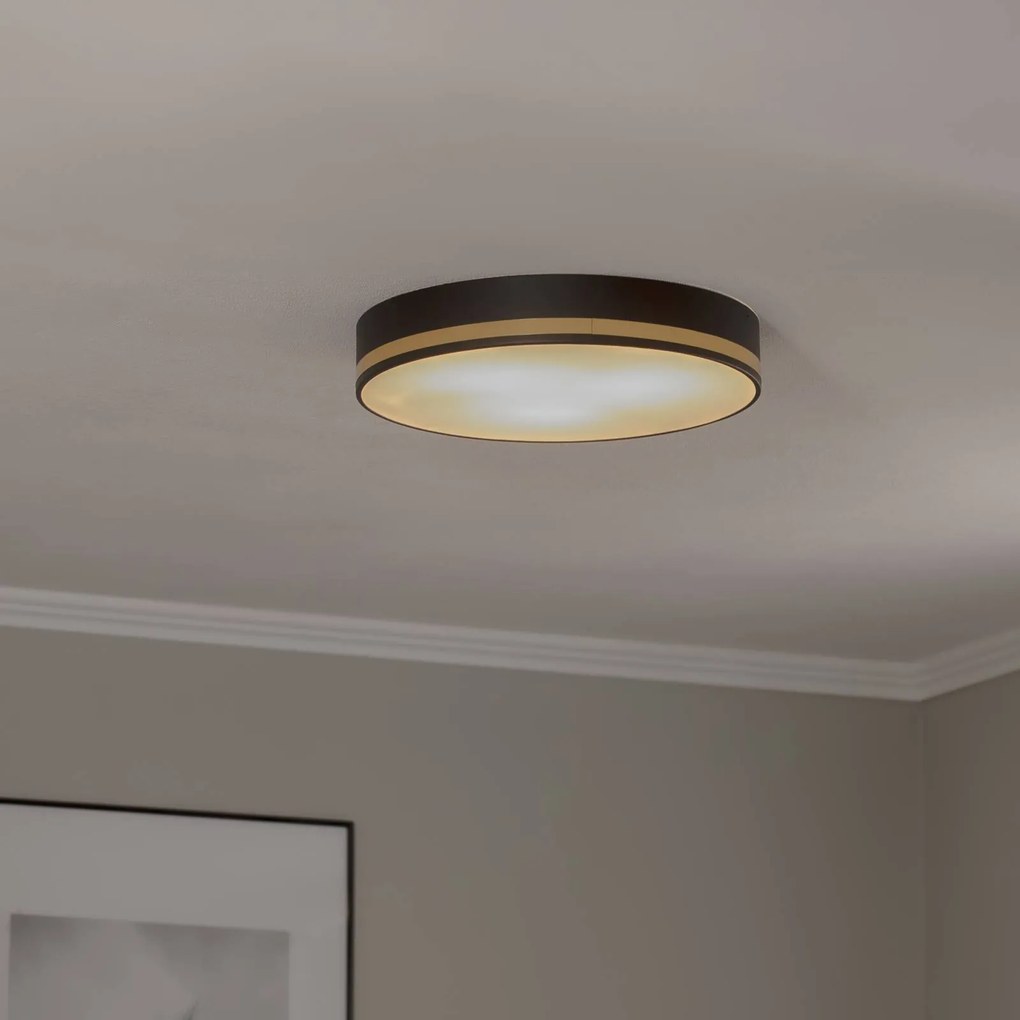 Argon Plafoniera Amore, strisce dorate, nero, Ø 45 cm