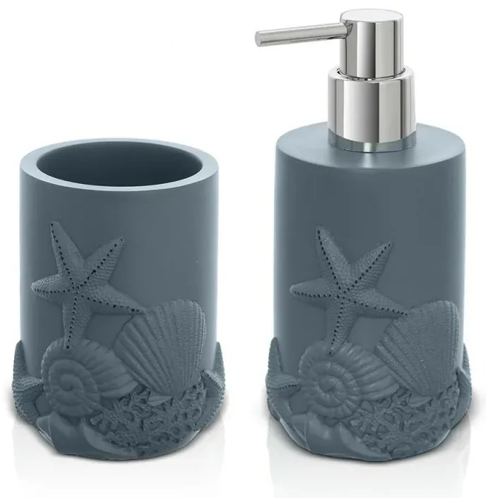 Set accessori bagno da appoggio 2 pezzi in resina turchese cobalto Coral