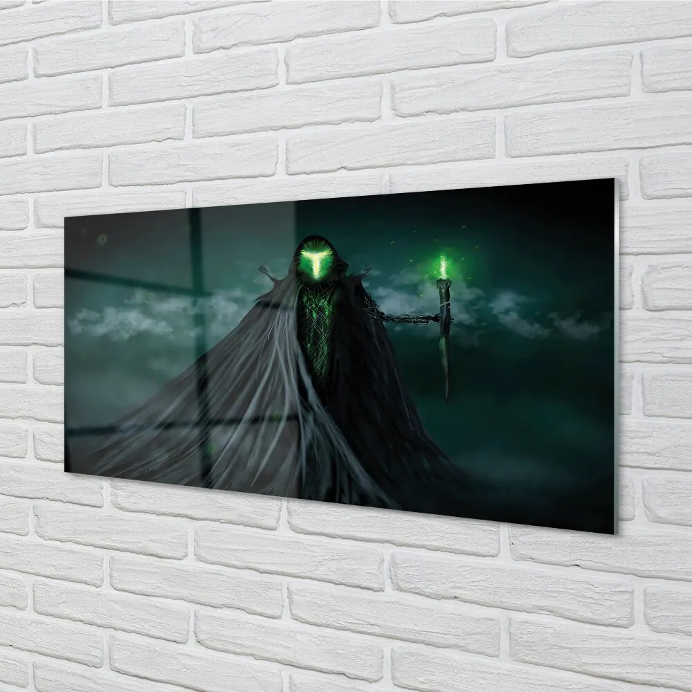 Quadro in vetro Figura scura verde fuoco 100x50 cm