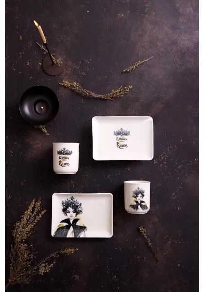 Set da tavola 4 pezzi nero/bianco/porcellana