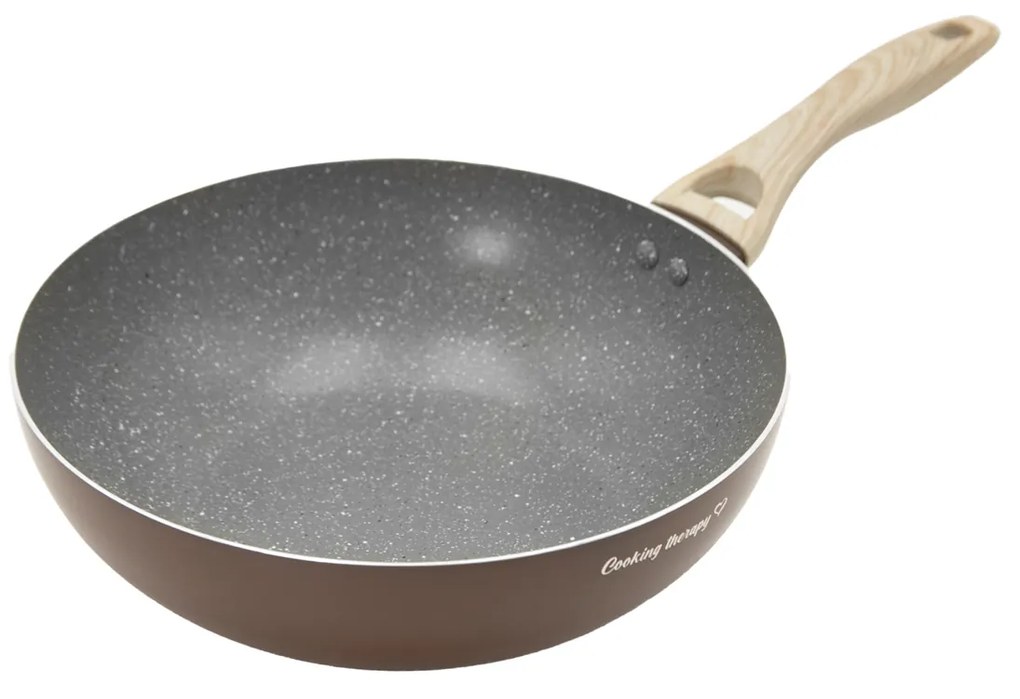 Wok 28 cm marrone scritta Cooking Therapy