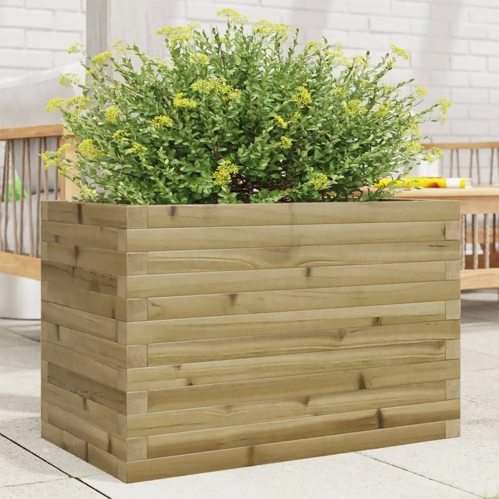 Fioriera Da Giardino 70x40x46 Cm İn Legno Di Pino Impregnato /