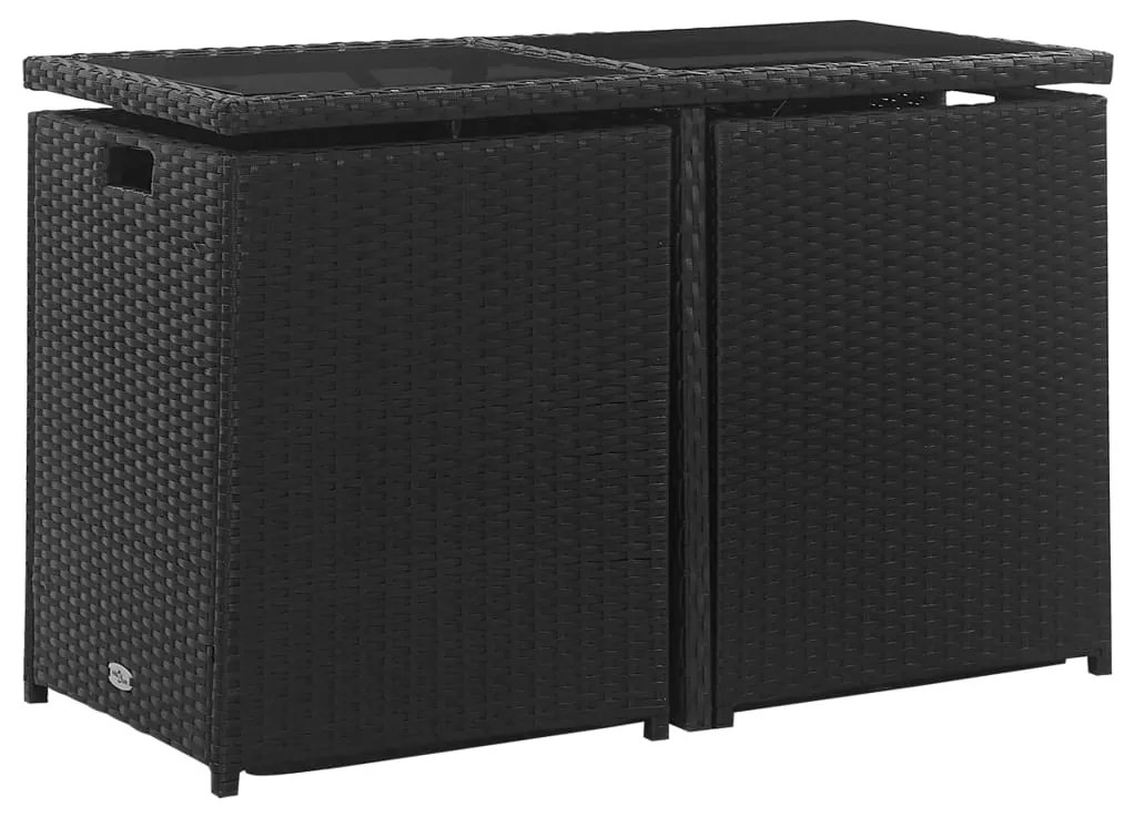 Set da pranzo da giardino 9 pz con cuscini in polyrattan nero