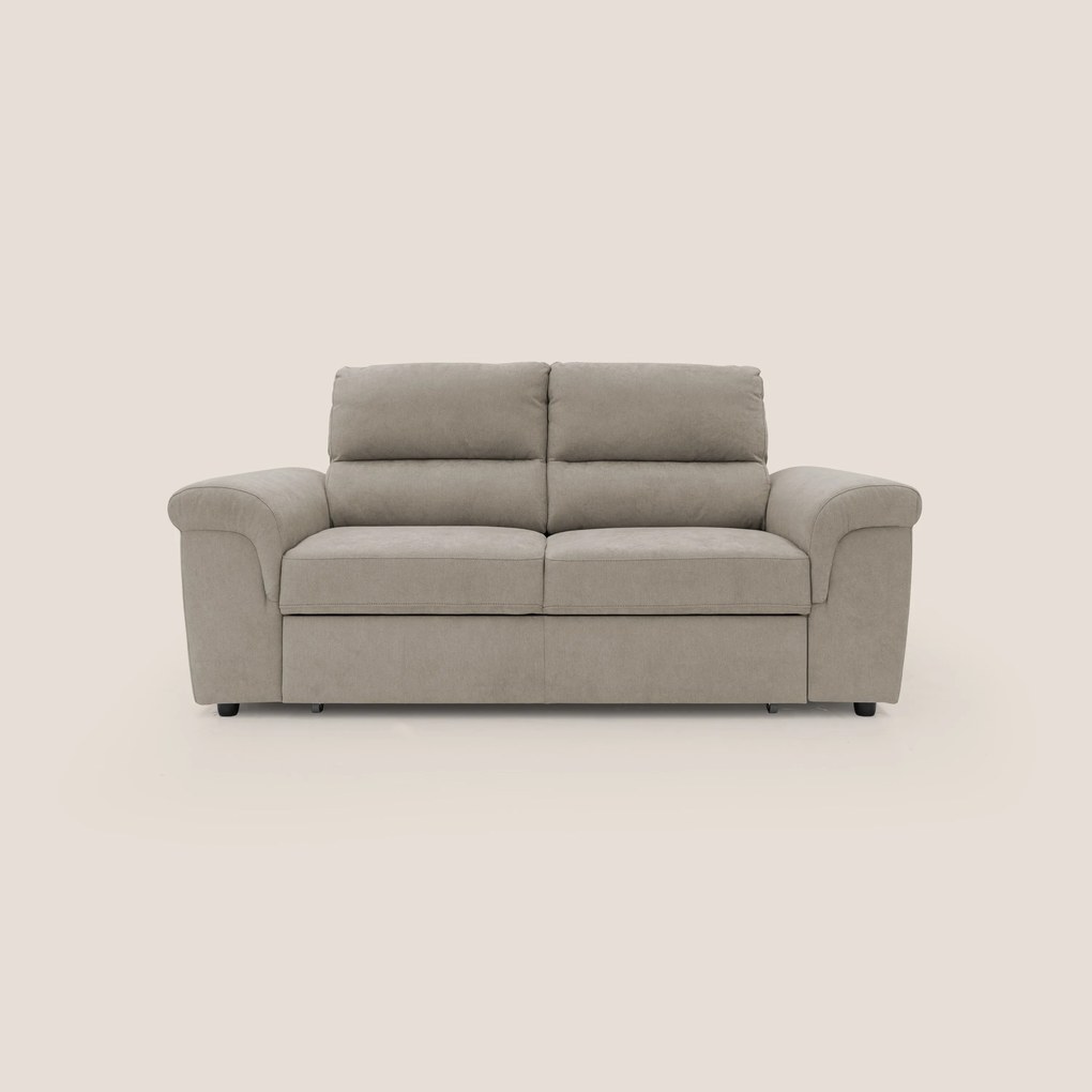 Minerva divano con pouf estraibile poggiapiedi in tessuto morbido impermeabile T02 beige