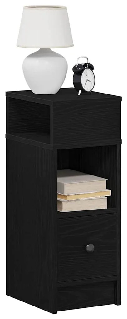 Comodino con cassetto nero 25x31x66 cm