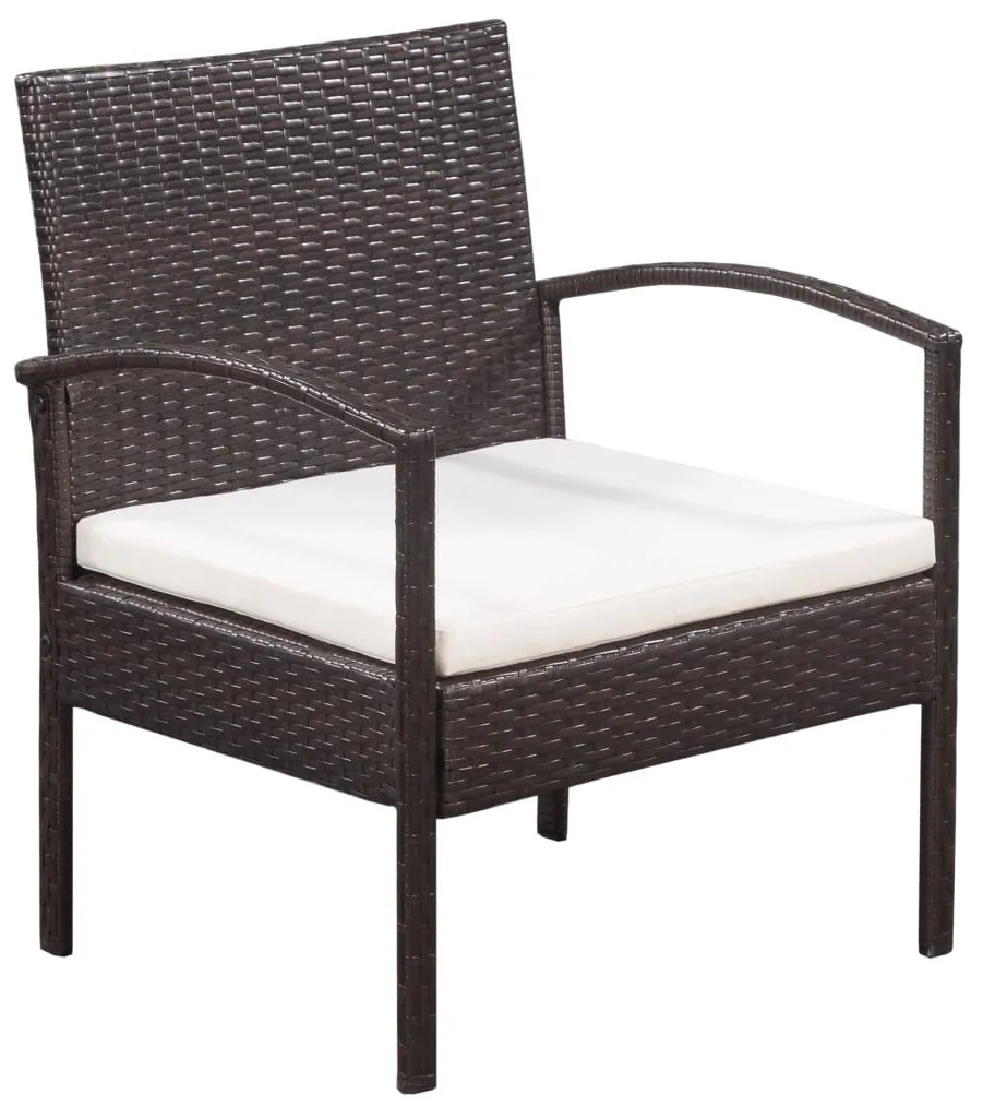 Set divani da giardino 5 pz con cuscini in polyrattan marrone