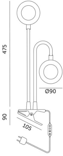 Lampada da tavolo LED Stm flex con clip per piante VITARO 2xLED/4W/230V nera