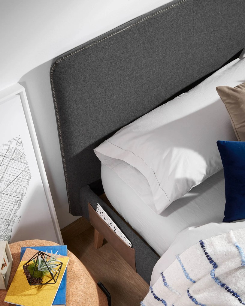 Kave Home - Testiera Dyla nera sfoderabile per letto da 160 cm