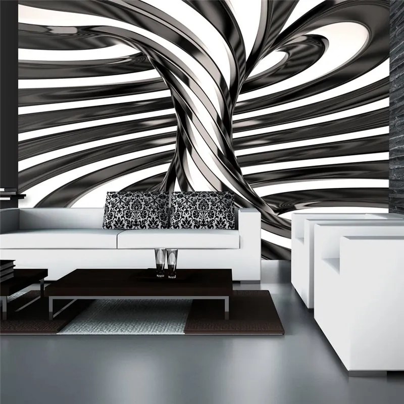 Fotomurale  Black and white swirl  Colore bianco e nero, Dimensioni e Misure 100x70