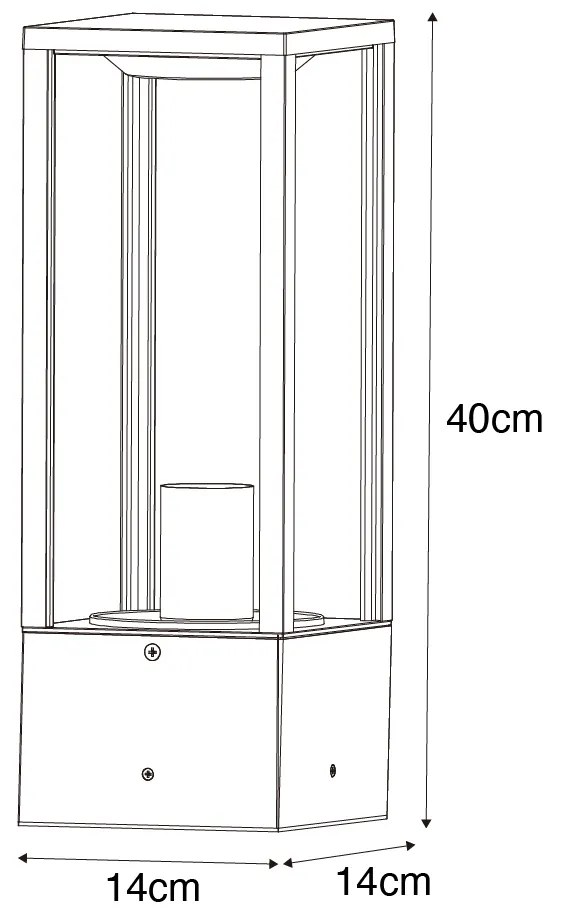 Lampada da esterno da terra nera con vetro a coste 40 cm IP44 - Charlois