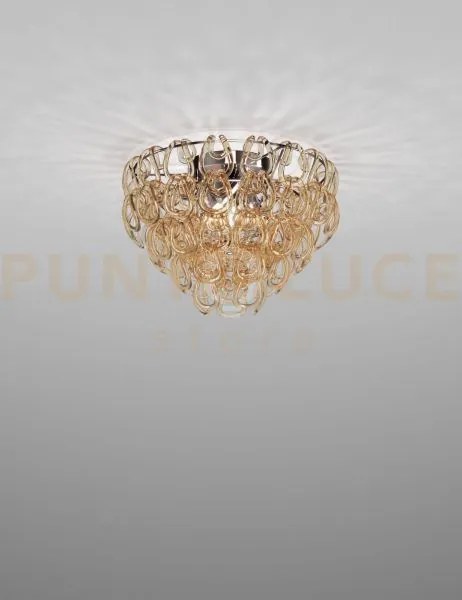 Giogali lampadadario a soffitto 50 cristallo ambra e cromo lucido 4...