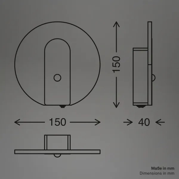 Briloner 3889012 - Applique ricaricabile a LED con sensore TARO LED/2,5W/5V 1800 mAh, finitura opaca
