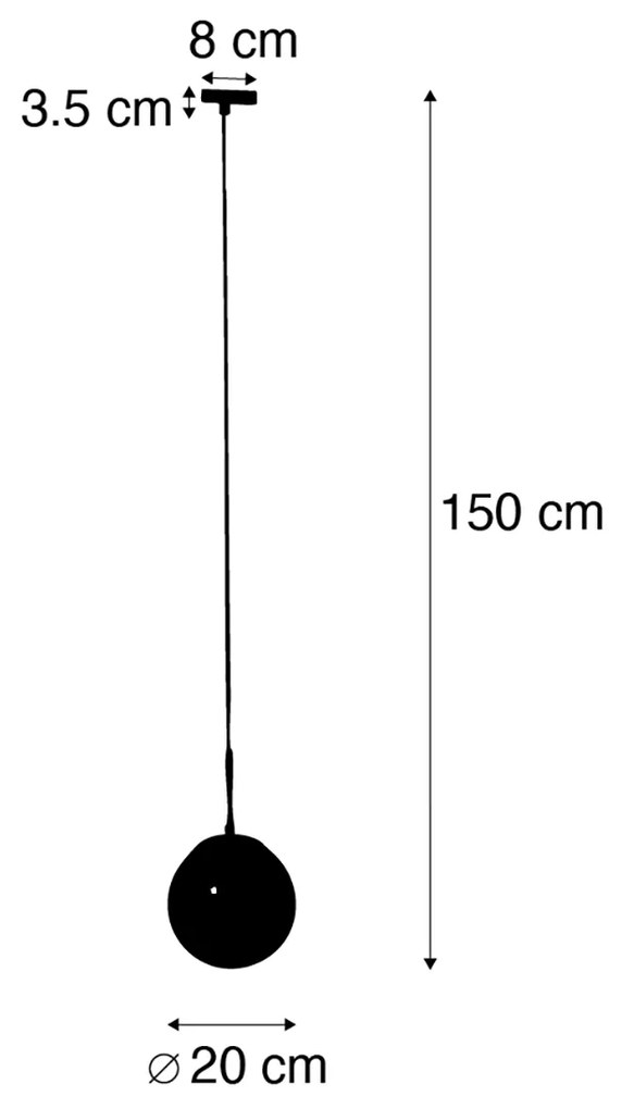 Lampada a sospensione Art Déco oro con vetro opale incl. adattatore per binario monofase nero - Iconic Flore