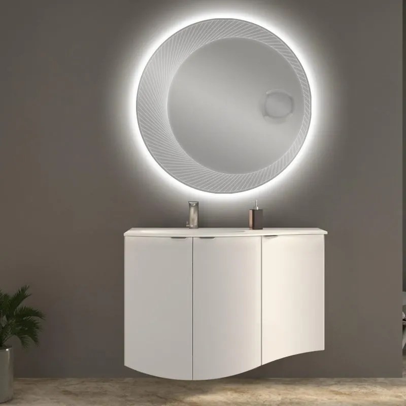 Mobile bagno sospeso con lavabo L 104 x H 70 x P 51 cm bianco opaco per vasca a destra Onda