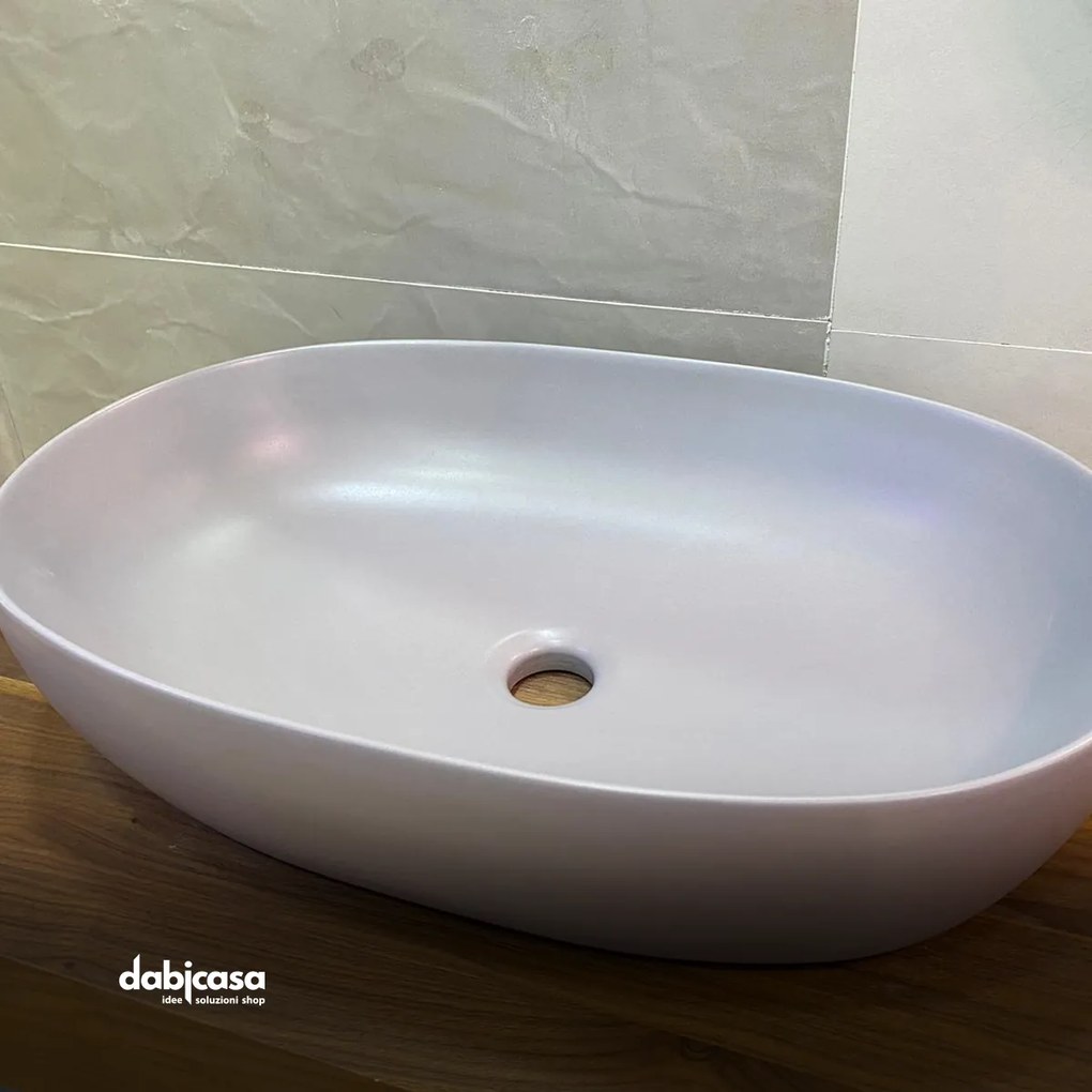 Lavabo D'appoggio Da 60 Cm In Ceramica Colore Cenere