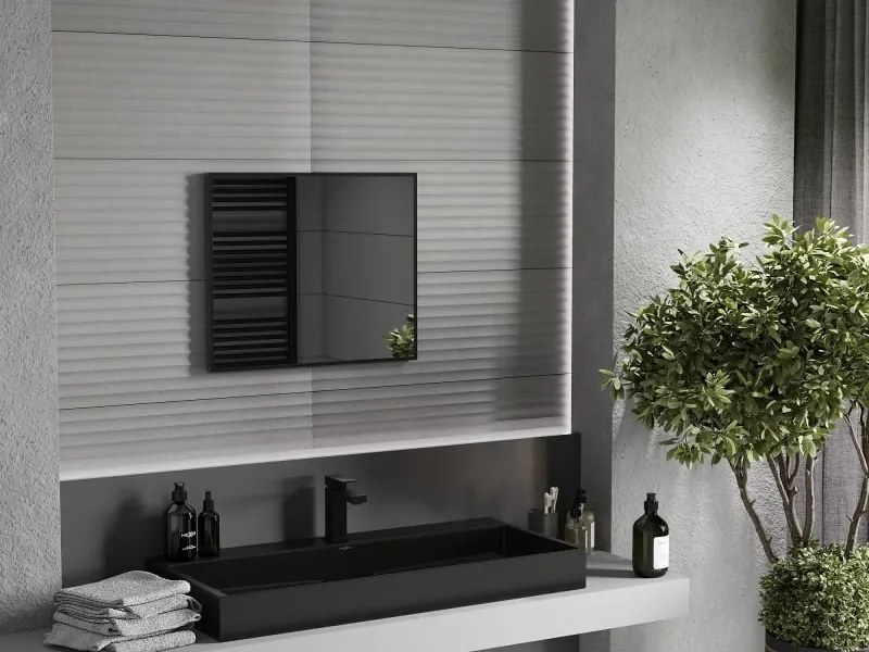 Mexen Loft specchio da bagno rettangolare 60 x 50 cm, cornice nera - 9852-060-050-000-70