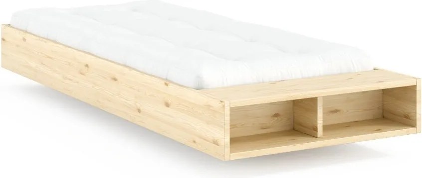 Letto singolo di colore naturale in pino massiccio senza testiera con rete inclusa 90x200 cm Merge – Karup