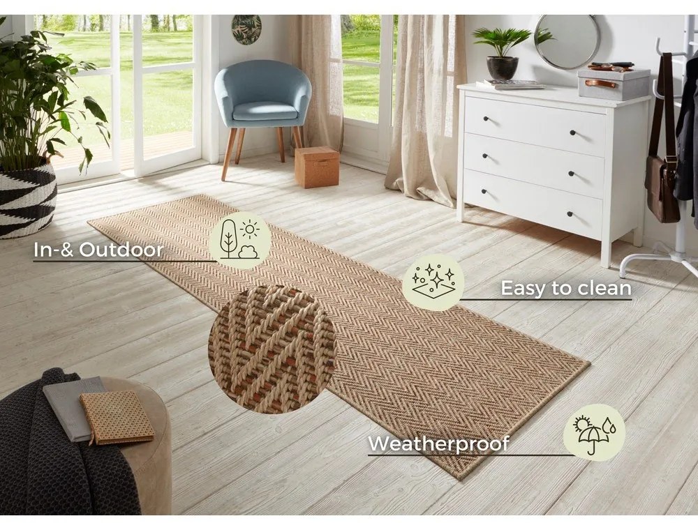 Passatoia da interno ed esterno marrone chiaro 80x350 cm Nature – Hanse Home