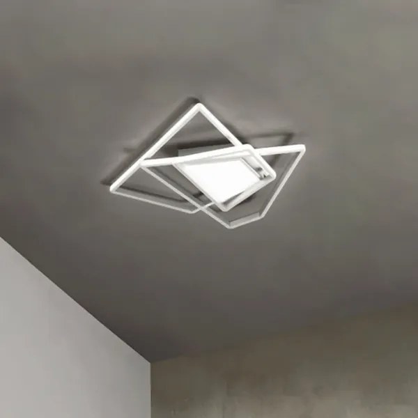 Plafoniera Led GALAXY 65x60 cm in metallo Argento e diffusore in acrilico