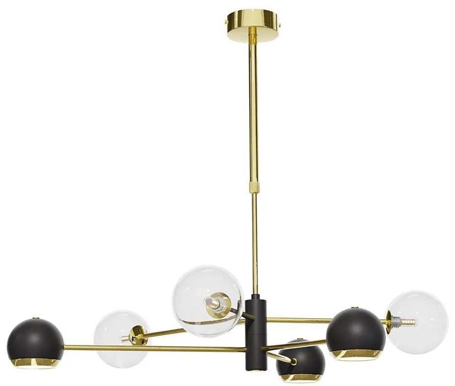 Jupiter 1967 - Lampadario a stelo MOKA 3xGU10/10W/230V + 3xG9/10W/230V oro/nero/trasparente