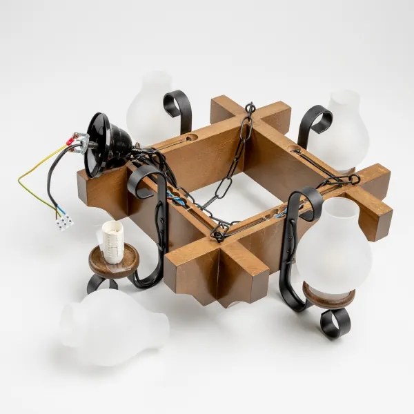 Brilagi - Lampadario a sospensione con catena QUEEN 4xE14/40W/230V faggio/noce