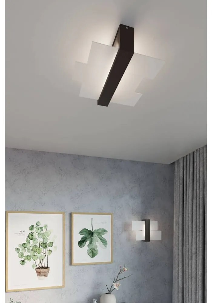 Plafoniera da Soffitto Legno Wenge e Vetro 2xE27 FENIKS 2 da Interno Colore del corpo Wenge
