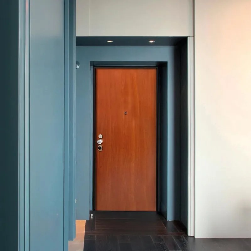 Porta blindata MASTER Service L 80 x H 210 cm in melaminico noce/bianco, apertura spingere a destra, falso telaio incluso