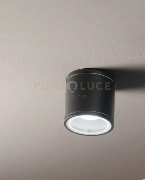 Plafoniera per esterni jubo 1 luce attacco gu10 nero d.9cm