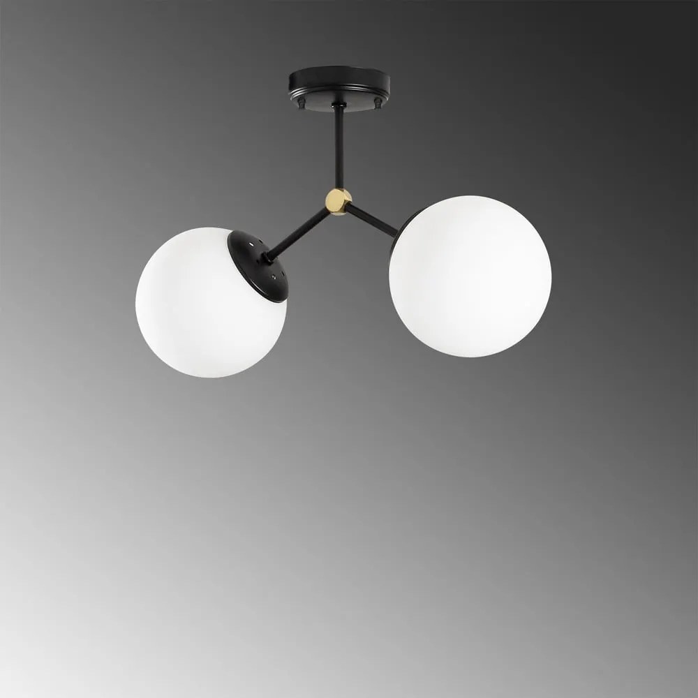 Plafoniera bianca e nera con paralume in vetro 15x44 cm Damar – Opviq lights
